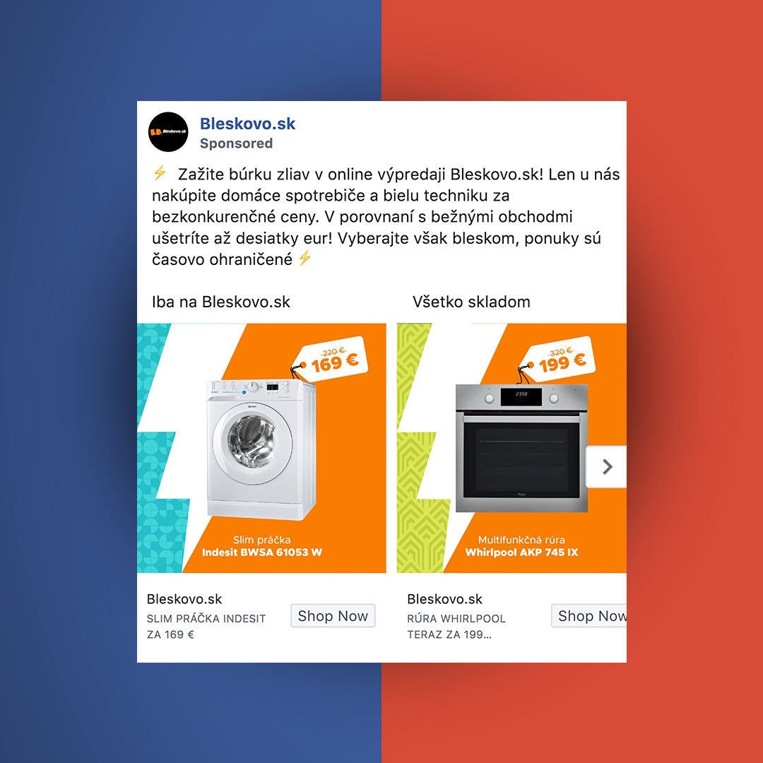 priklad facebookovej carousel reklamy